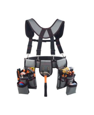 Tool Belt with Suspenders, 22 Pockets Heavy-Duty Tool Pouch, Adjustable Waist 32–68 in, Work Apron Organizer