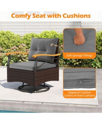3-Piece Outdoor Swivel Chair Set with Glass Side Table