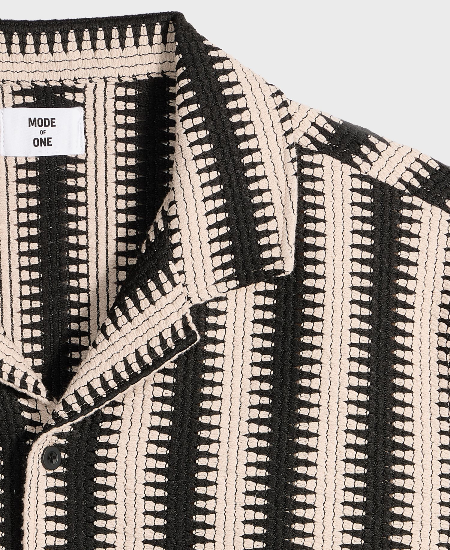 Mode of One Men's Relaxed-Fit Crochet Knit Short-Sleeve Camp Shirt