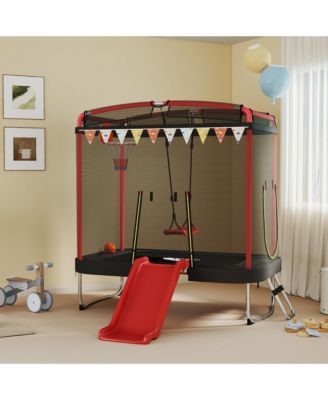 4 x 6FT Trampoline for Kids Indoor & Outdoor with Slide,