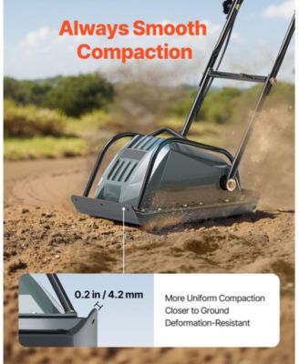 Plate Compactor, Electric Ground Rammer, 130W Output, 5 kN Force, 3.9" Depth, 16 m/min Speed, Soil Compaction Machine