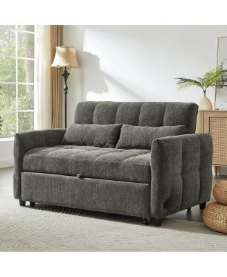 52.8'' USB Convertible Sleeper Sofa Bed with Adjustable Backrest