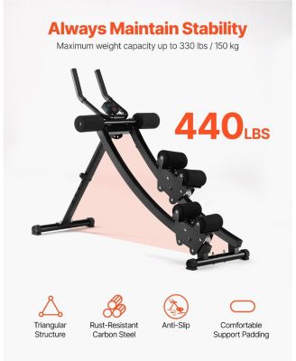 Dual-Track AB Workout Machine, Foldable Adjustable Ab & Core Trainer, 440 lb Weight Capacity, Home Gym Ab Cruncher