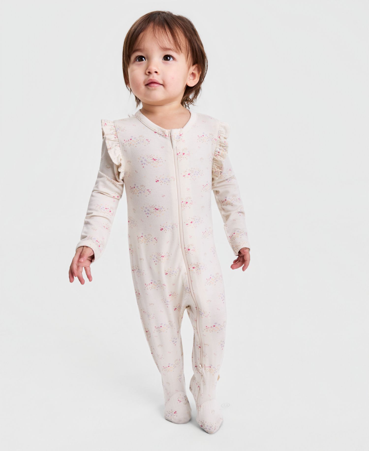 Everyday Baby Essentials Baby Girls' Ruffled 2-Way Zip Footed Coveralls