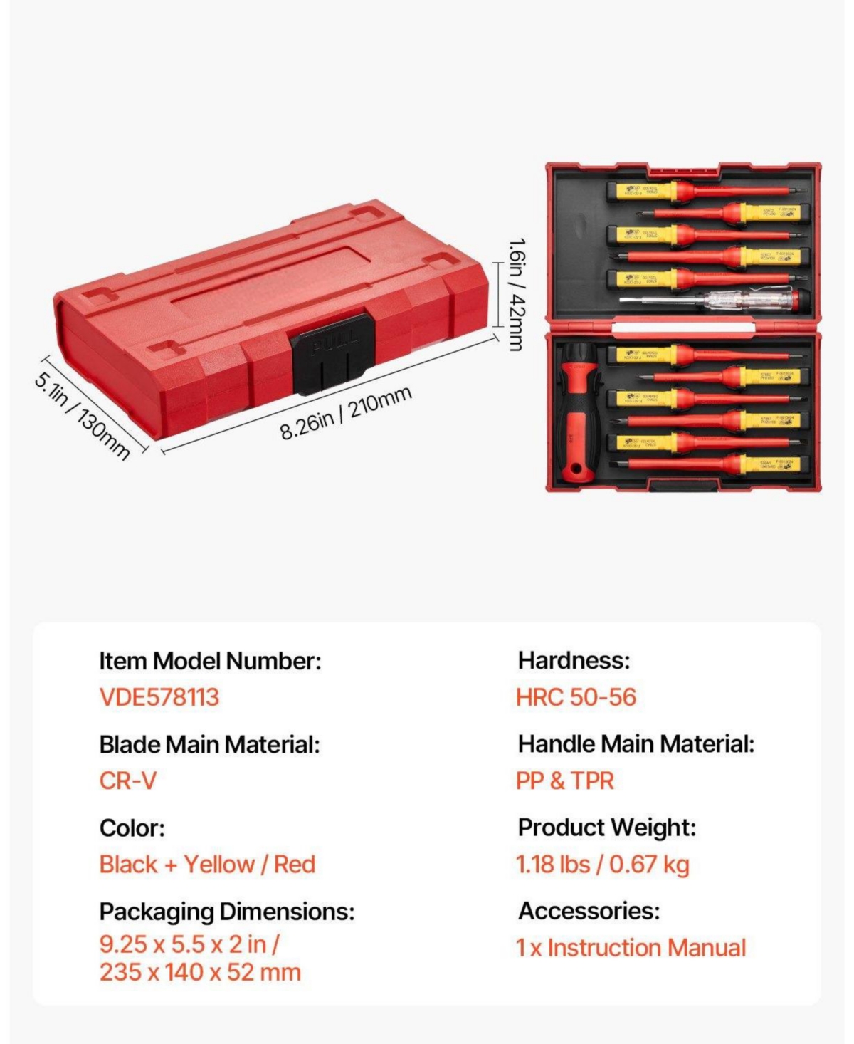 Mecale 13-Piece Insulated Screwdriver Set for Electricians, 1000V Insulated Tool Set