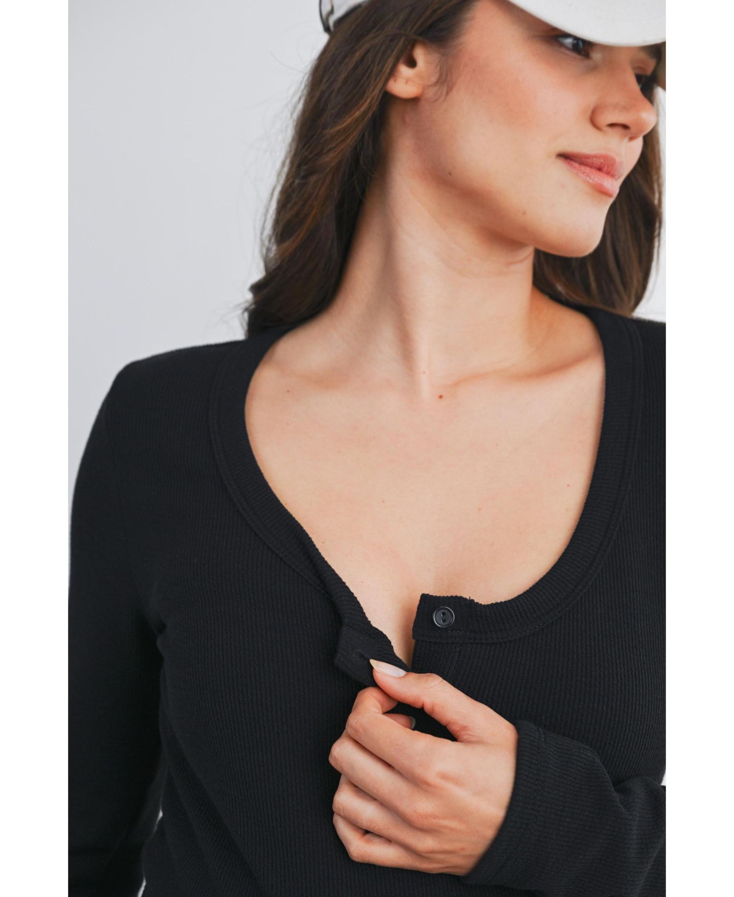 Maternity Henley Long Sleeve Nursing Top