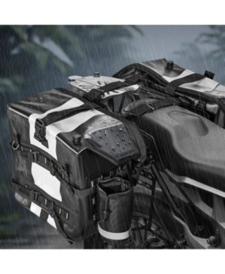 56L Motorcycle Saddlebag Set (28L x2), Waterproof Fabric Side Saddle Bags with Detachable Inner Bag, Black