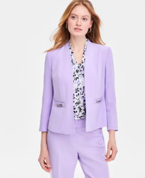 Women's Collarless Long-Sleeve Blazer, Regular & Petite - Lavender Mist