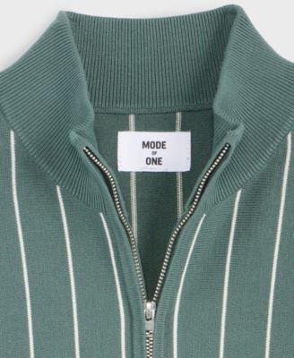 Men's Relaxed-Fit Long-Sleeve Stripe Quarter-Zipper Sweater