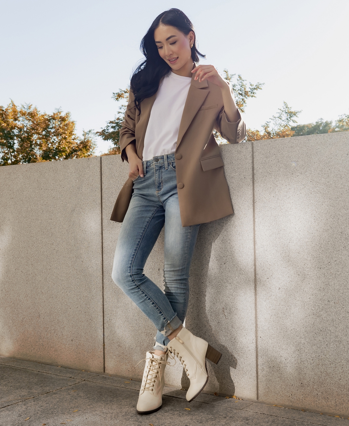 Journee Collection Women's Baylor Lace Up Stacked Heel Booties