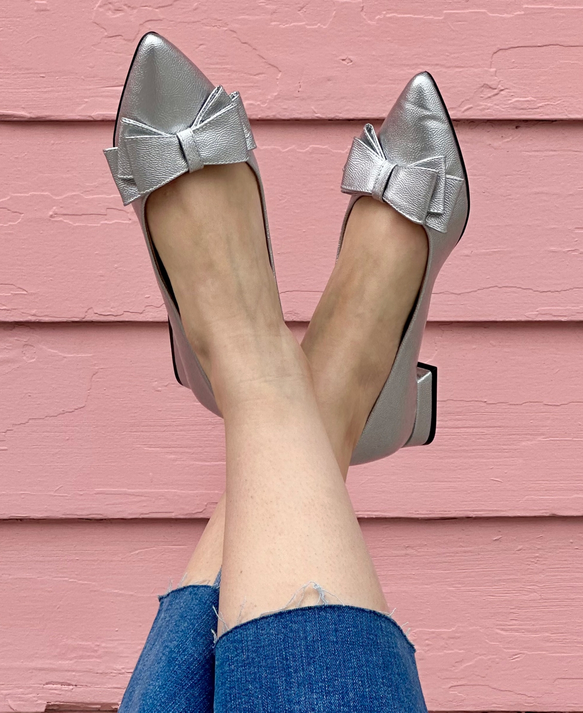 Journee Collection Women's Ophelia Bow Low Block Heel Dress Flats