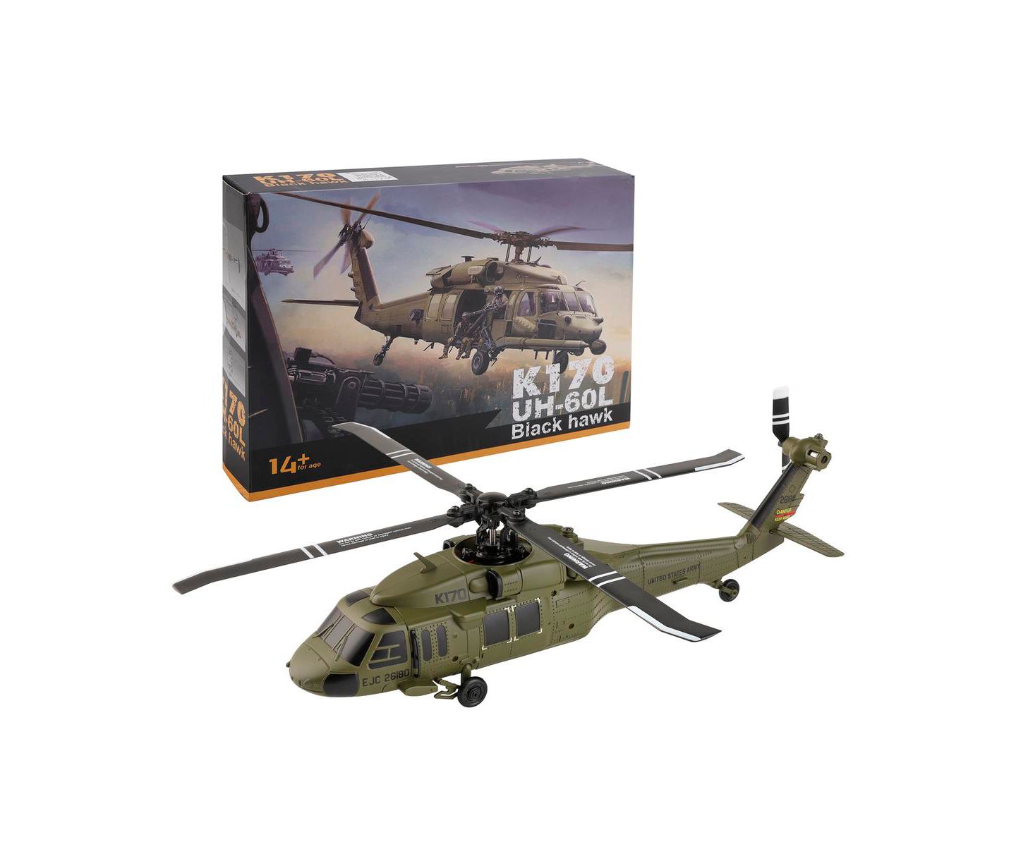 Детская игрушка Bruce & Shark UH-60L Black Hawk 4-Channel Brushless Motor 6-Axis Auto Hover RC Helicopter, цвет: Зелёный — фото 1