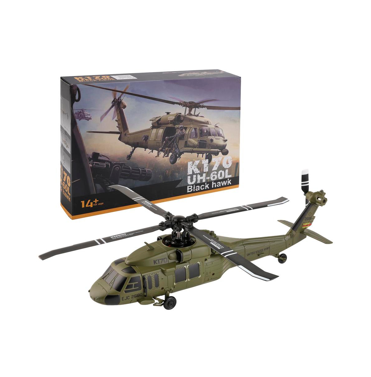 Bruce & Shark Uh-60L Black Hawk Rc Helicopter, 2.4G 4-Channel with Brushless Motor & 6-Axis Auto Hover