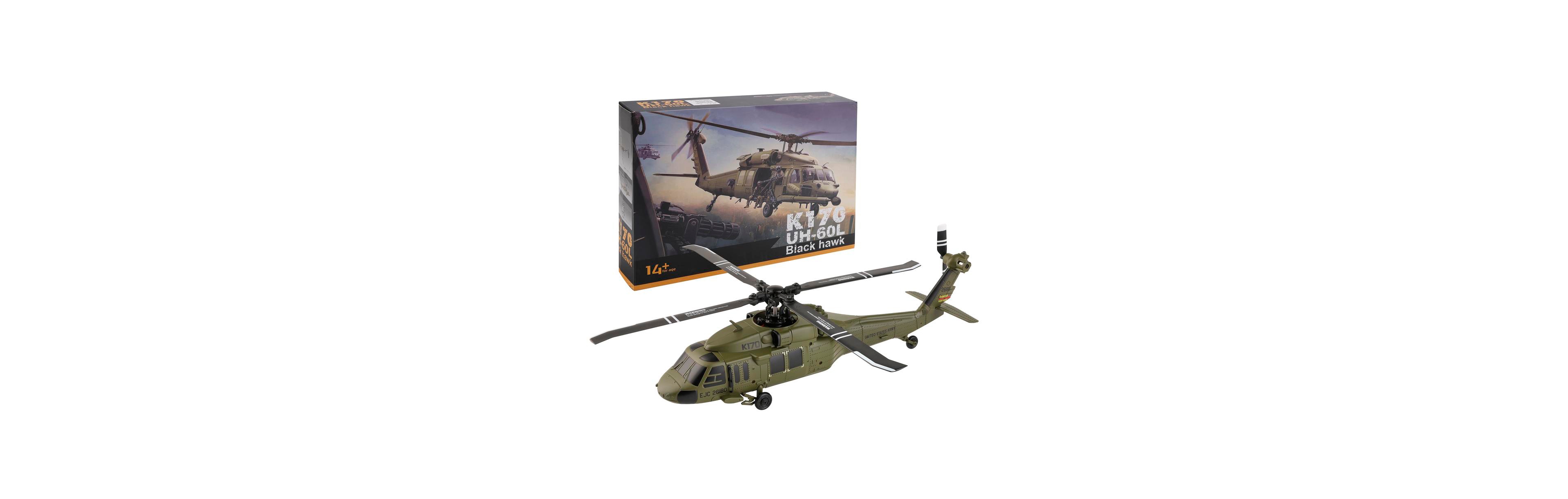 Bruce & Shark Uh-60L Black Hawk Rc Helicopter, 2.4G 4-Channel with Brushless Motor & 6-Axis Auto Hover