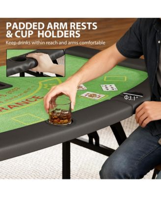72" Foldable Poker Table, Portable 8-Player jack Table