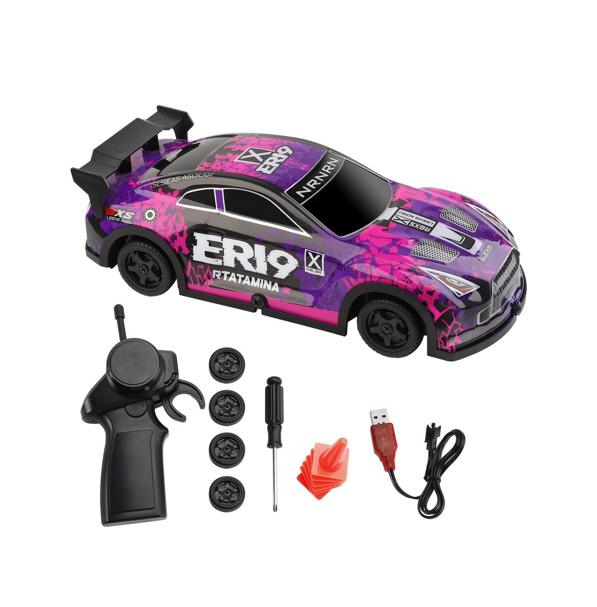 Bruce & Shark 1:22 4WD Speed & Drift Rc Car with Led Lights & Switchable Tire System