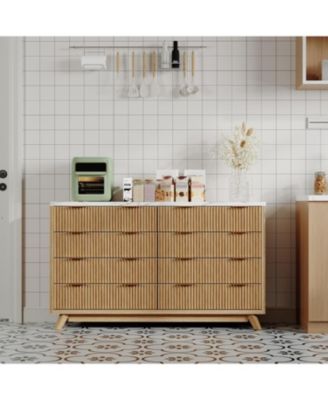 54" Fluted 8-Drawer Bedroom Dresser with Modern Curved Profile Design.