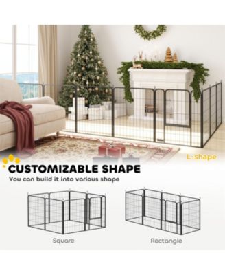 Dog Crate 8 Panel Metal Pet Fence for Medium and Large Dogs in Black