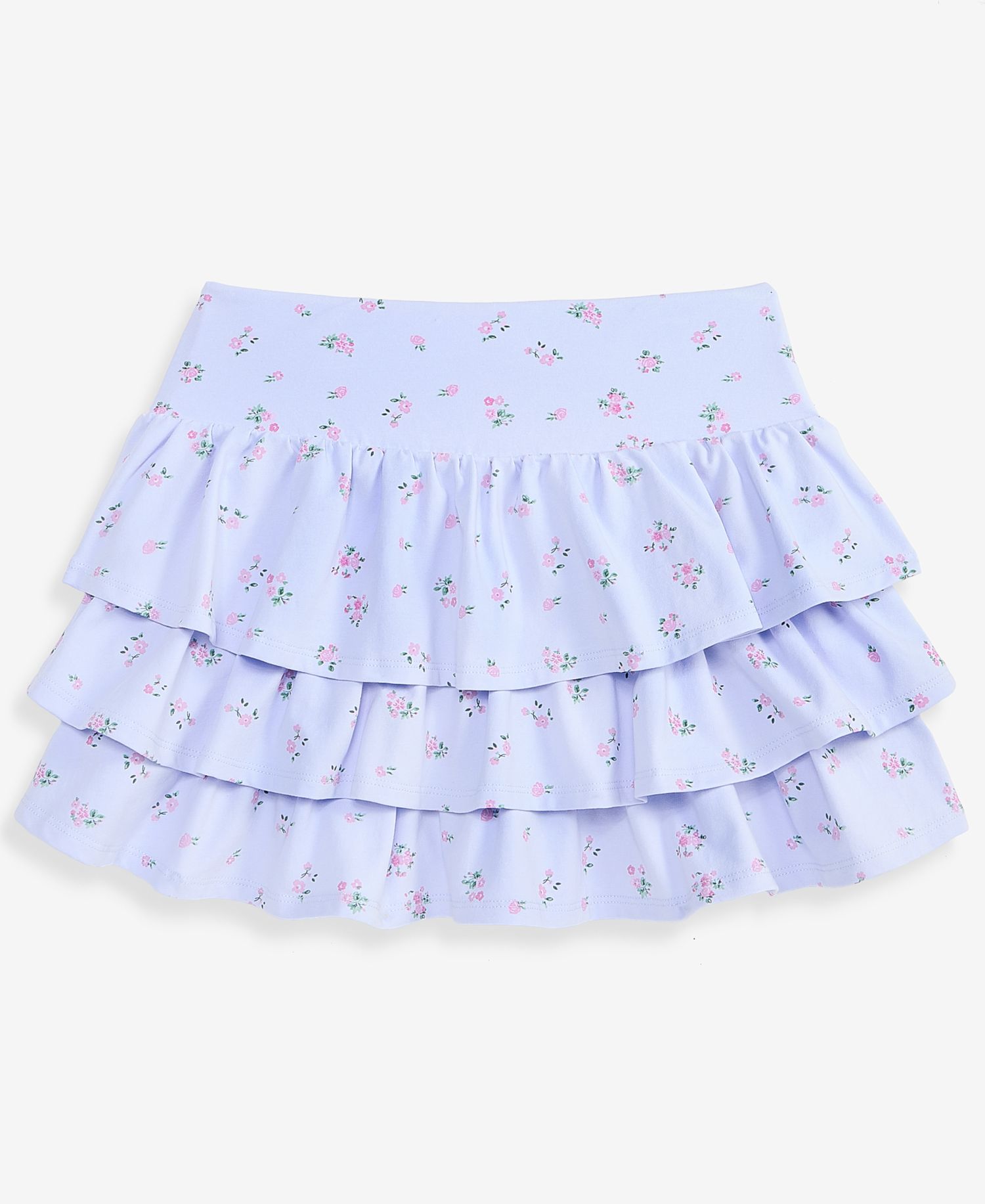 Girls' 7-16 Floral-Print Tiered Skirt