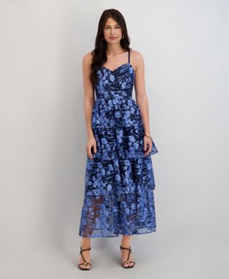 Women's Embroidered Mesh Sleeveless Maxi Dress