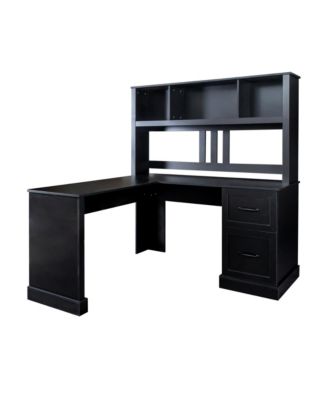 Home Office Computer Desk With Hutch, Antiqued Finish