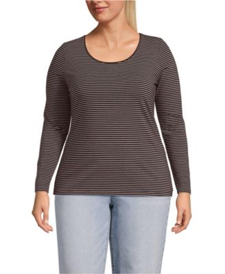 Plus Size Lightweight Jersey Skimming Long Sleeve Scoop Neck T-shirt