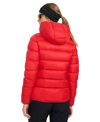 Women's trekking down jacket with natural filling -red