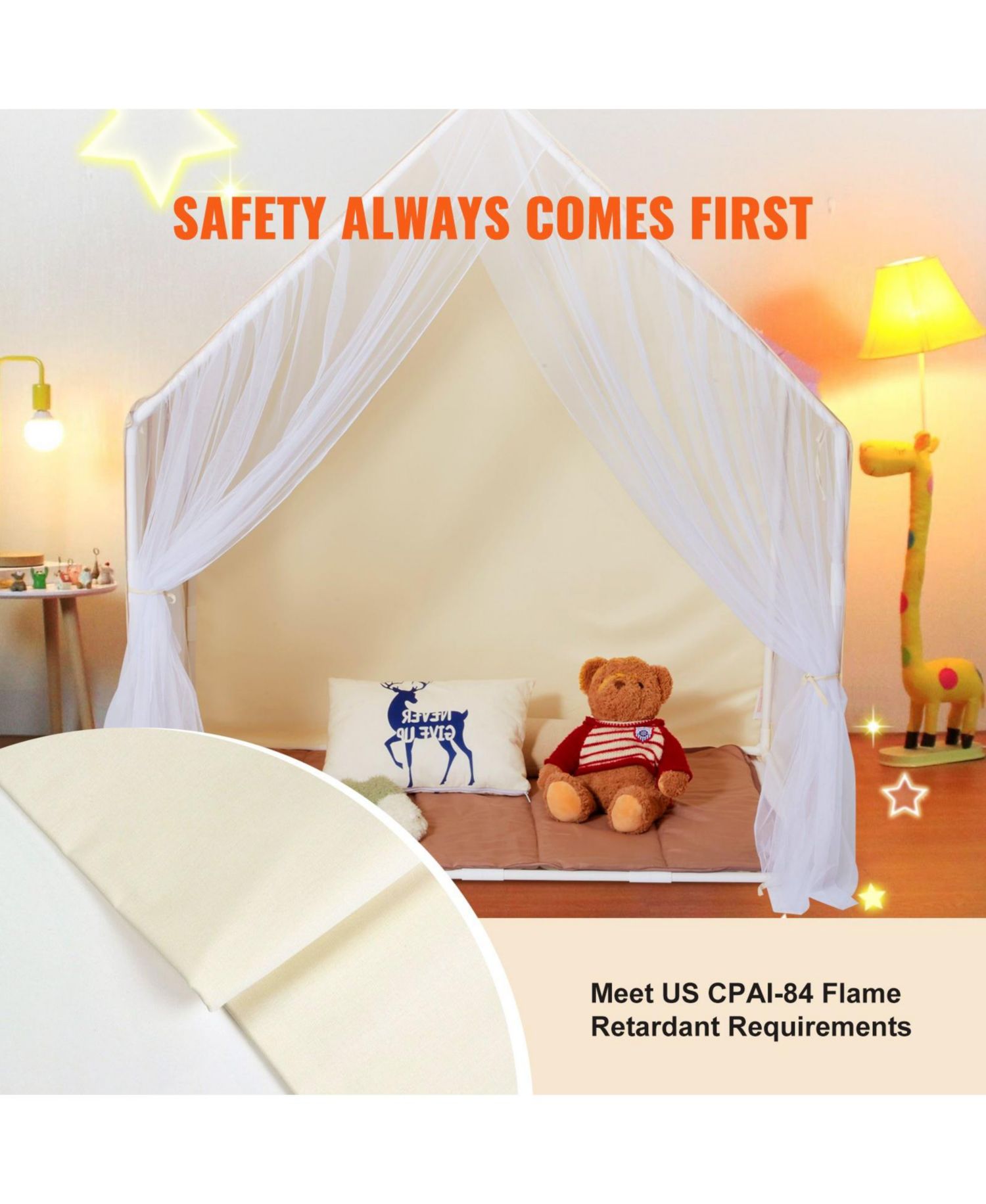 Ages 1-5 Yurt-Style Indoor-Outdoor Play Tent, Mat & Lamp, 3-Piece Set