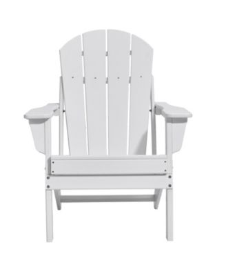 Set of 2 Plastic Adirondack Chairs, All-Weather Folding Patio Chairs with Cup Holder, Ergonomic Armrests