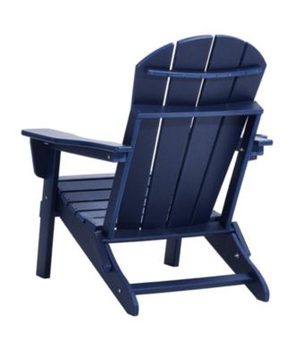 Set of 2 Plastic Adirondack Chairs, All-Weather Folding Patio Chairs with Cup Holder, Ergonomic Armrests