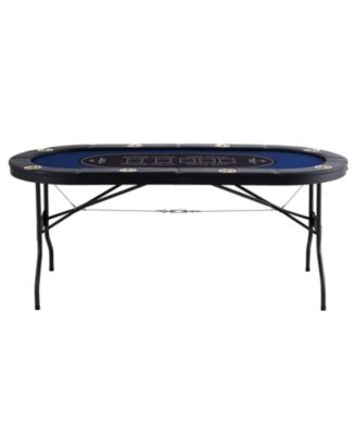 72" Oval Foldable Poker Table for 8 Players, Padded Rails, Stainless Steel Cup Holders, Portable Card & Game Table