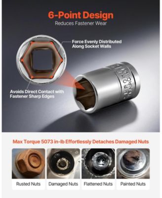 163-Piece Socket Tool Set, 1/4" 3/8" 1/2" Drive SAE & Metric, Deep & Standard, Chrome-Plated CR-V Steel