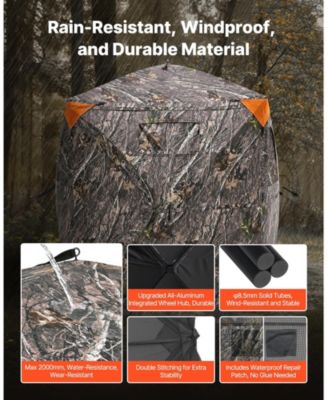 270° Hunting Blind Ground Blind, 1-2 Person Pop-Up Deer Blind with Carrying Bag, Portable Hunting Tent with 3 Horizontal Windows