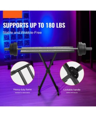 Portable DJ Table Stand, 32"-43" Adjustable Height, 18" Tabletop, Foldable Double-X Keyboard Stand for Laptop and Controller