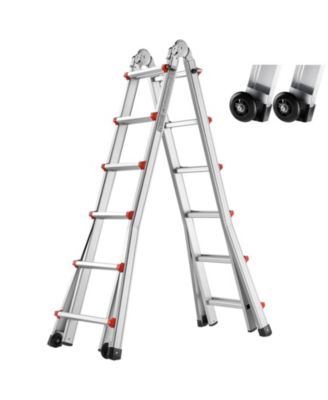 20.5 ft Telescoping A-Frame Ladder, Compact Aluminum Multi-Function Extension Ladder, Collapsible Design, 330 lb Load Capacity