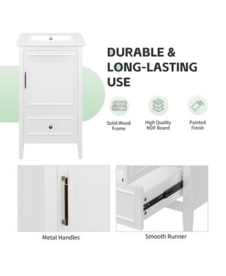 20 in. Bathroom Vanity Cabinet with Sink, Door Shelf Storage and Adjustable Foot Pads, A Drawer