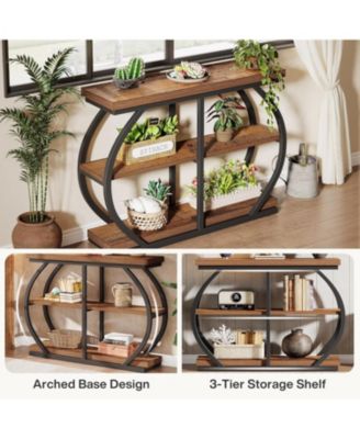 41.3" Console Table, Industrial 3-Tier Entryway Table with Arched Metal Frame and Storage Shelves for Living Room