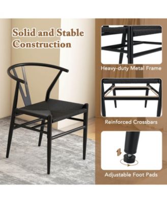 Modern Dining Chair Weave Kitchen Armchairs with Y-Shaped Curved Backrest