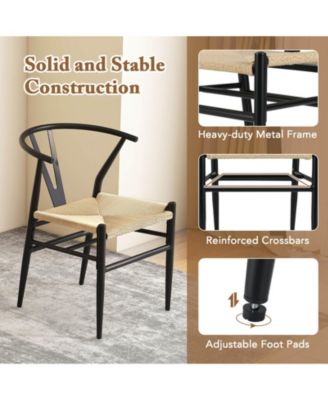 Modern Dining Chair Weave Kitchen Armchairs with Y-Shaped Curved Backrest