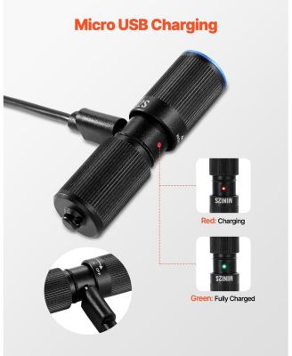 Rechargeable Mini Keychain LED Flashlight, 200 High Lumens, 2 Lighting Modes, IPX7 Waterproof