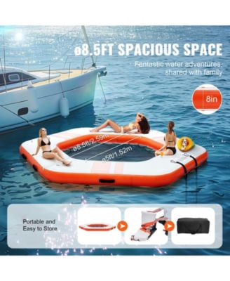 Inflatable Floating Dock Platform,  8.5FT Dock with  5FT Trampoline Mesh Pool, Non-Slip, Portable Bag, Detachable Ladder