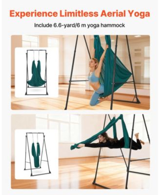 Yoga Swing Stand Frame with Hammock, 440.9 lb Capacity, Triangular Aerial Rig with EVA Foam, 4-Level Horizontal & 6-Level Vertical