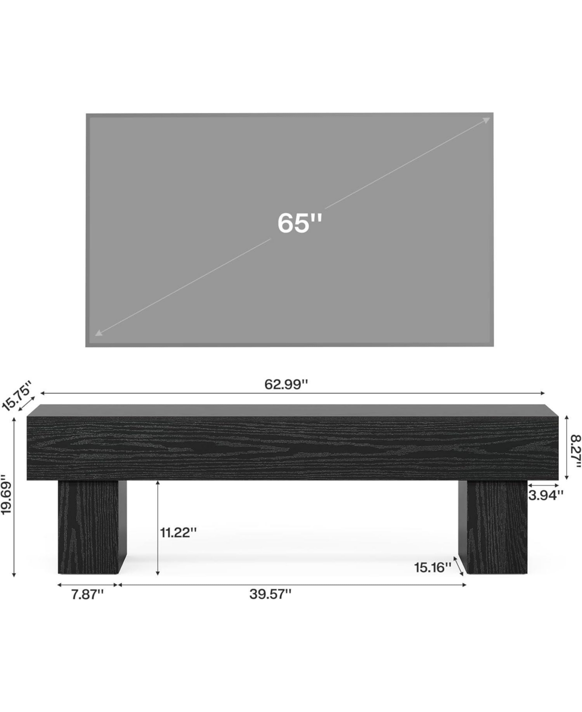 Tribesigns 63" Tv Stand, Farmhouse Entertainment Center, Low Tv Console Table