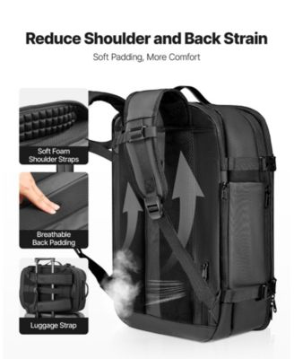 65L Expandable Vacuum Seal Compression Travel Backpack with Pump, TSA-Approved Lock, Water-Resistant Carry-On Luggage, Gray