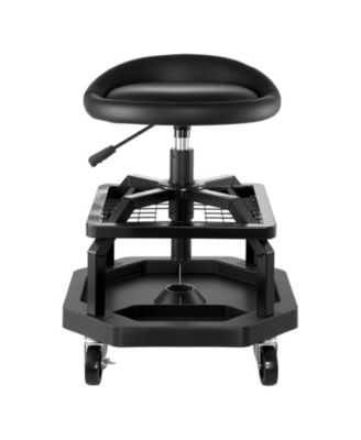 Pneumatic Rolling Shop Stool, Adjustable Height Garage Work Stool, 300 lb Capacity, 360° Swivel Padded Seat with Casters