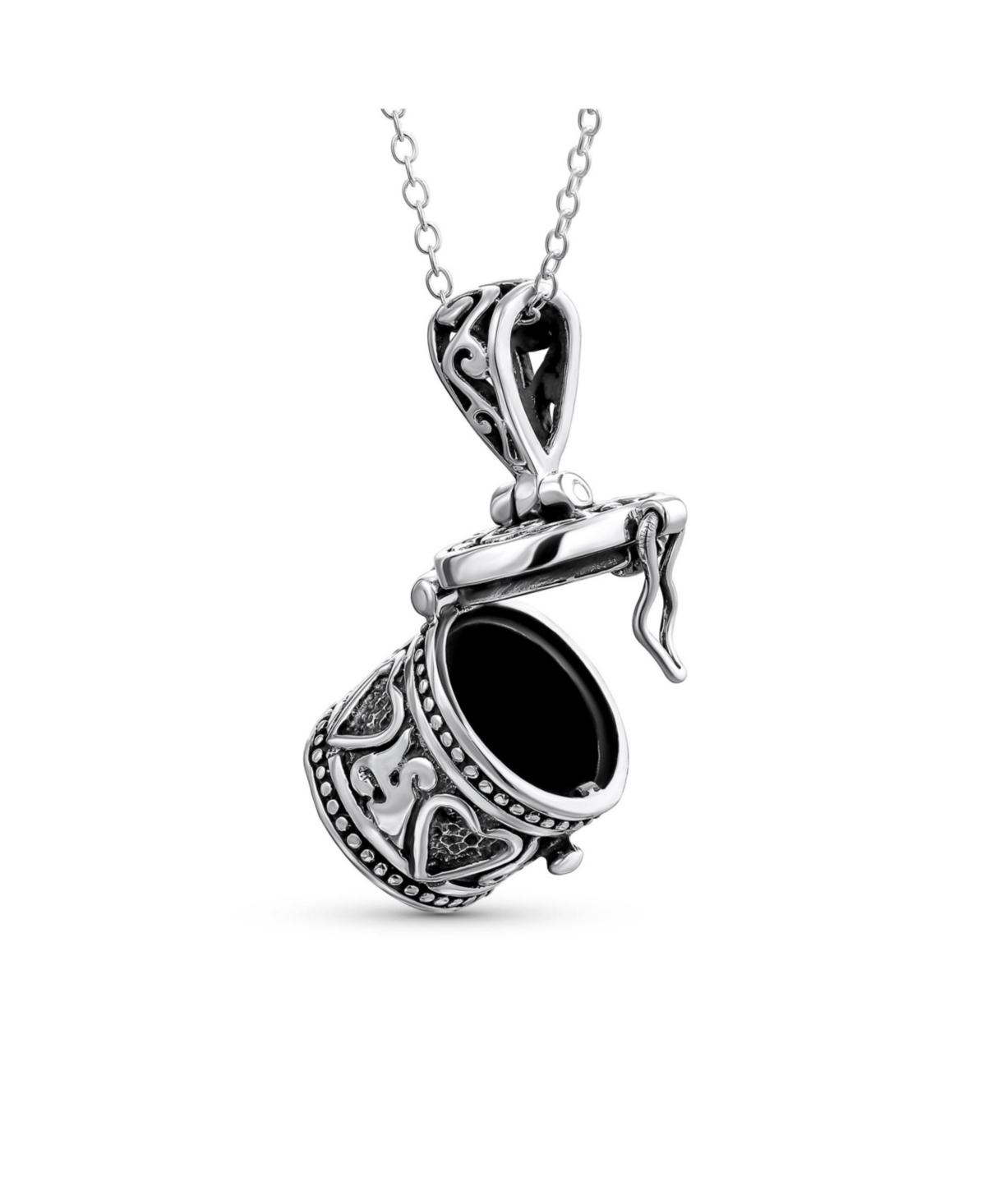 Bling Jewelry -Style Heart Prayer Box Locket Necklace Pendant .925 Sterling Silver