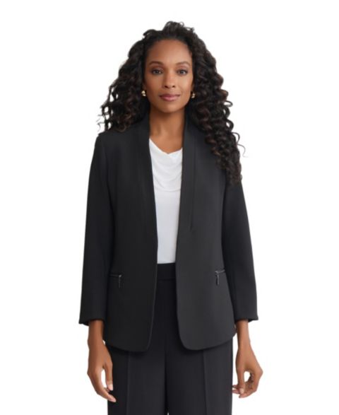 Женский пиджак Jones New York Shawl Collar Open Front Stretch Blazer, цвет: Чёрный