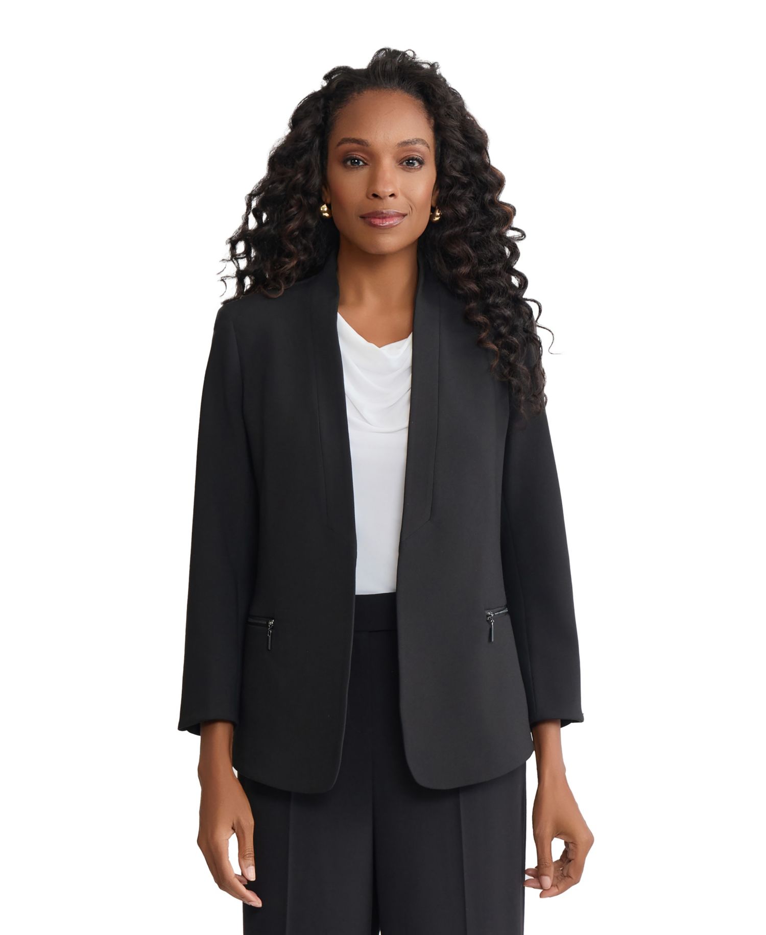 Women's Shawl Collar Open Front Stretch Blazer