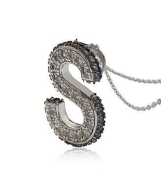 Suzy Levian Sterling Silver Sapphire 3-D Letter "S" Initial Pendant