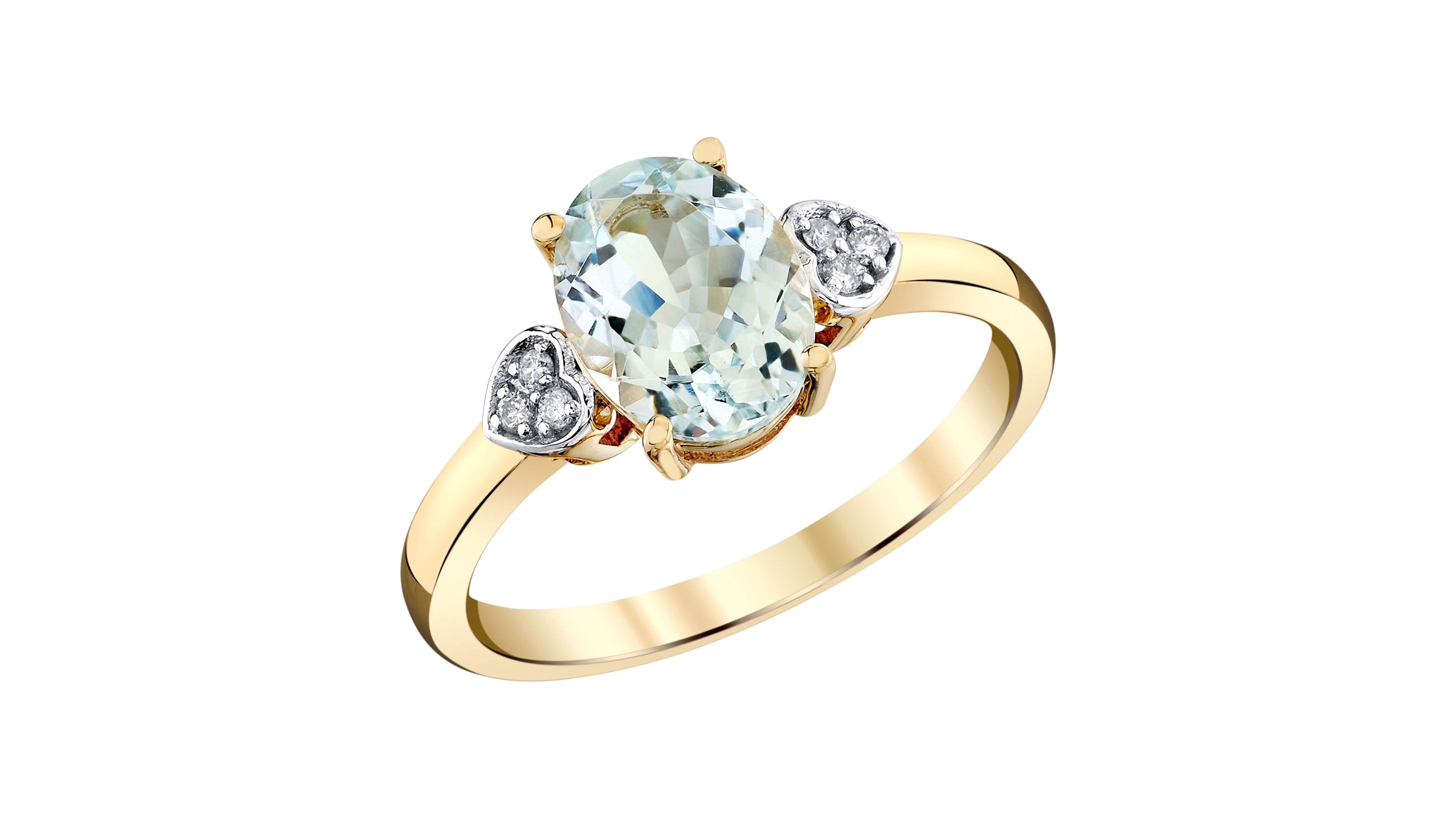 Macy's Aquamarine (1-9/10 ct. t.w.) & Diamond Accent Ring in 10k Yellow Gold